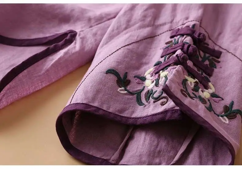Women Chinese Style Oblique Blouse with Embroidery — feature 18