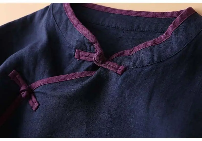 Women Chinese Style Oblique Blouse with Embroidery — feature 20