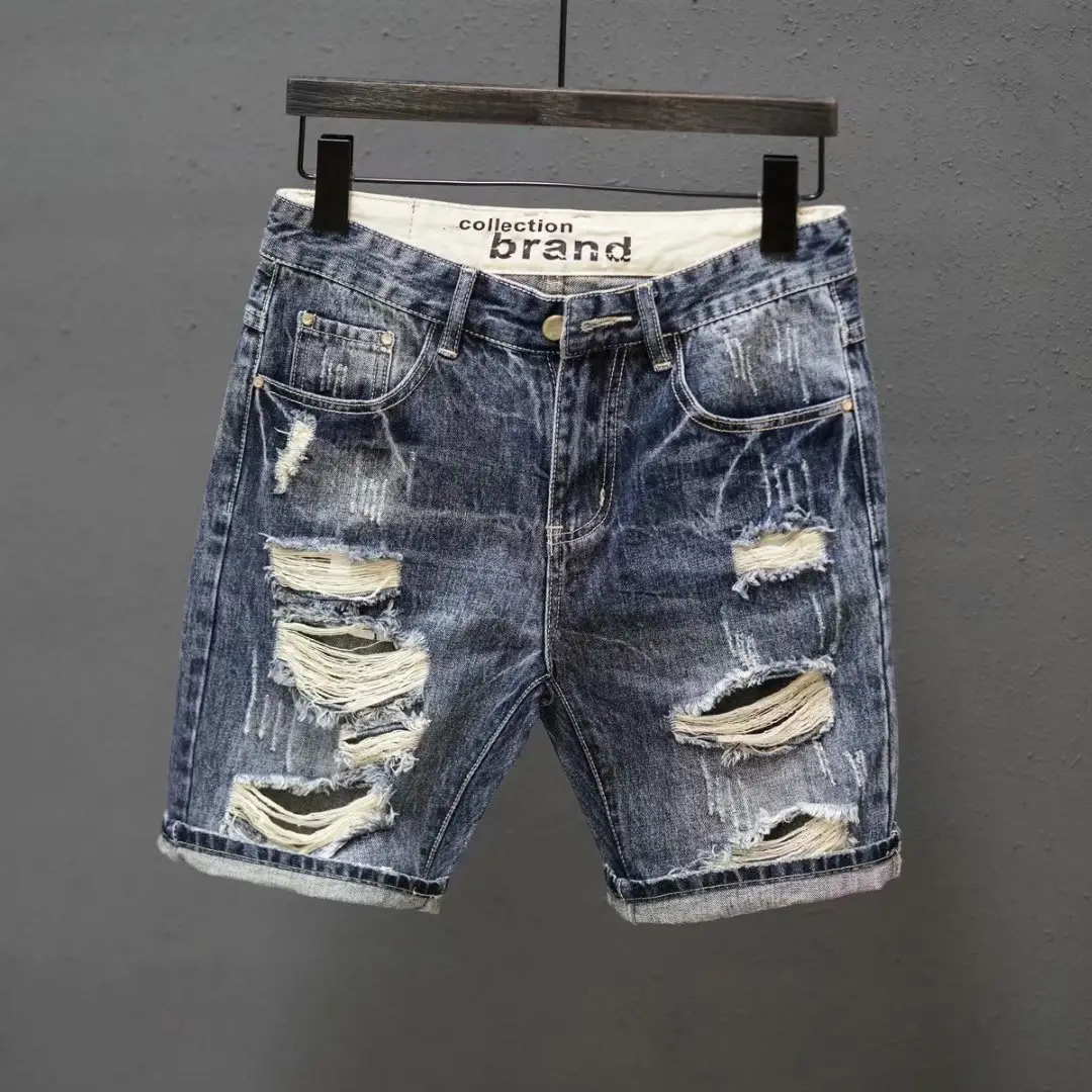 Korean Style Ripped Denim Shorts for Men - Image 4