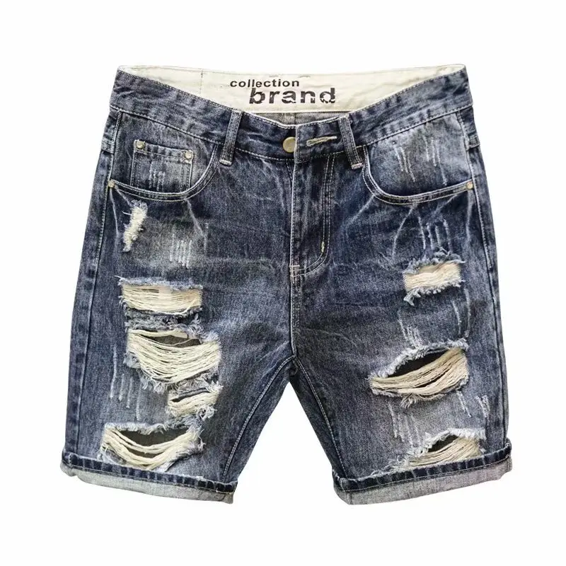 Korean Style Ripped Denim Shorts for Men - Image 6