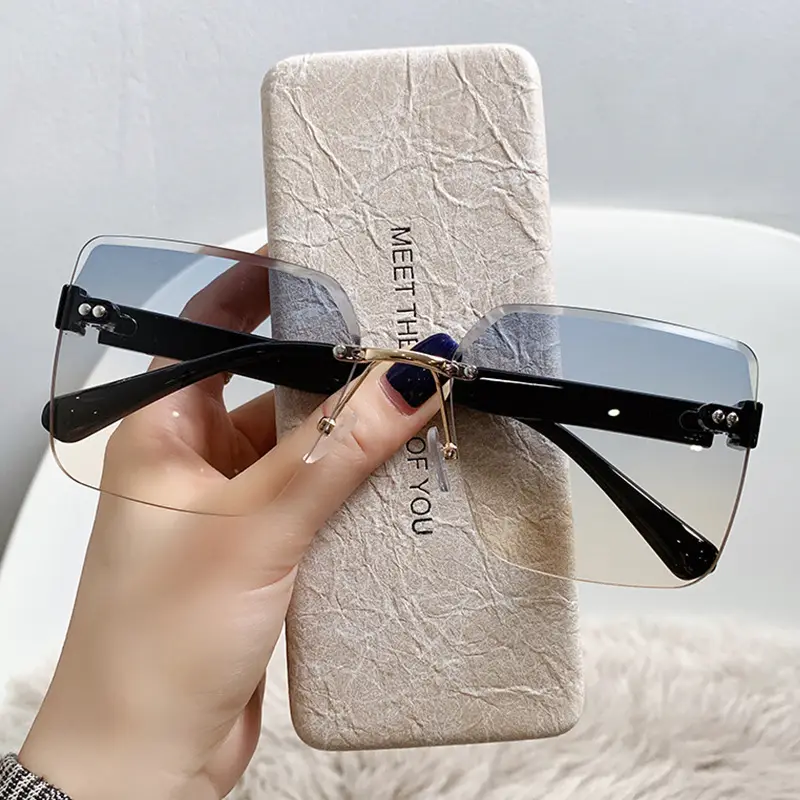 Women Frameless Sunglasses Anti-UV Black Korean Style - Image 2