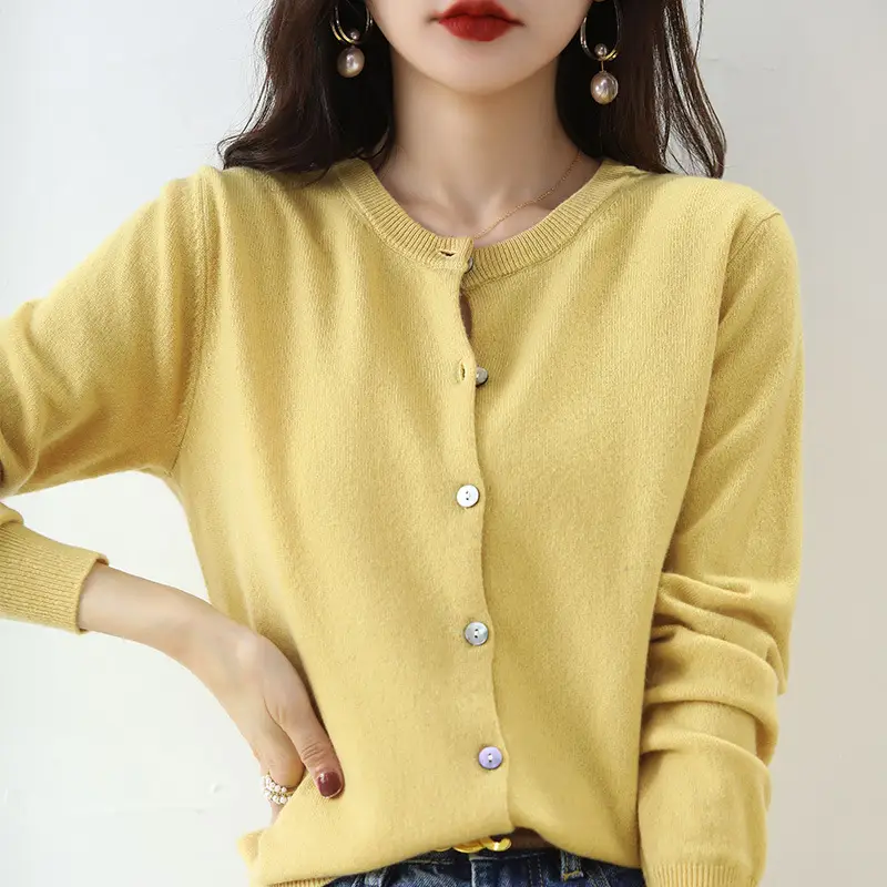 Women's Yellow Knitted Long-Sleeve Cardigan Small - Image 11