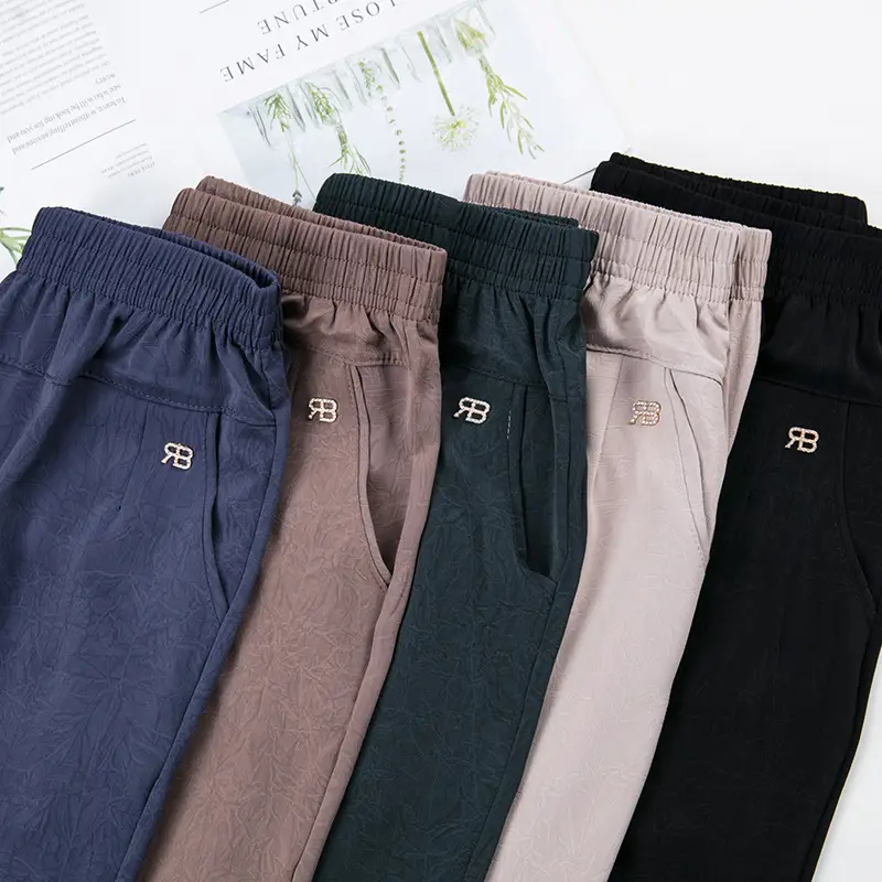 Black Straight Cropped High Waist Pants for Women - Image 9