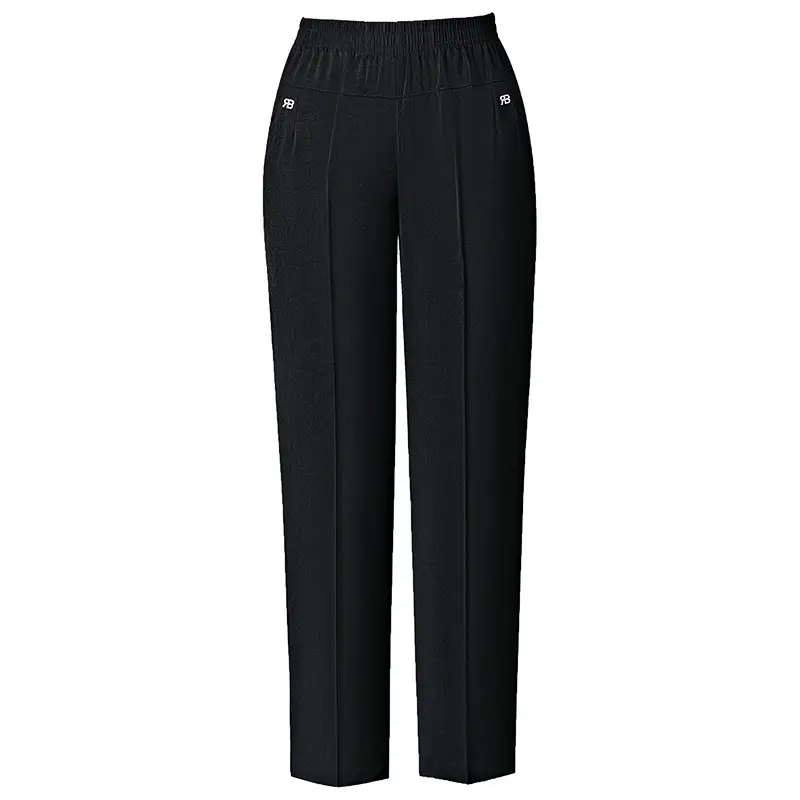 Black Straight Cropped High Waist Pants for Women - Image 10