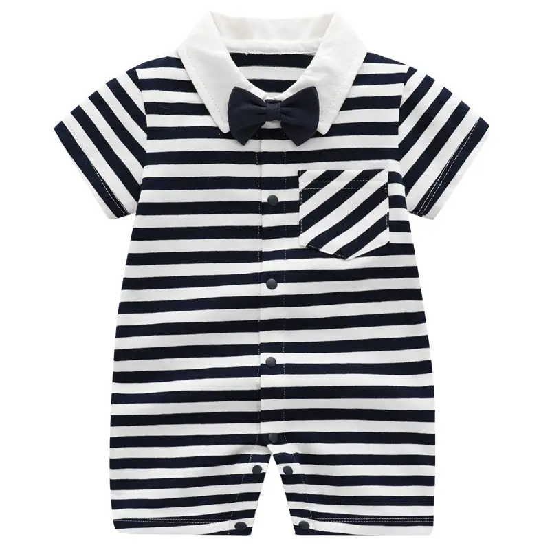 Baby Striped Cotton Jumpsuit One Year Old - Image 4