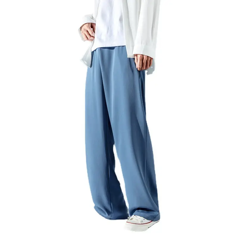 Men's Ice Silk Anti-Wrinkle Pants Black Wide-leg - Image 5