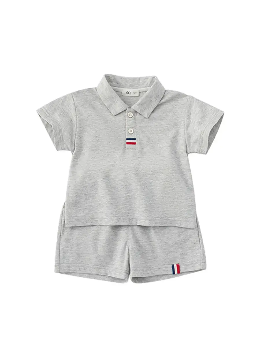Kids Boys Polo Shirt Shorts Set White Navy Summer - Image 8