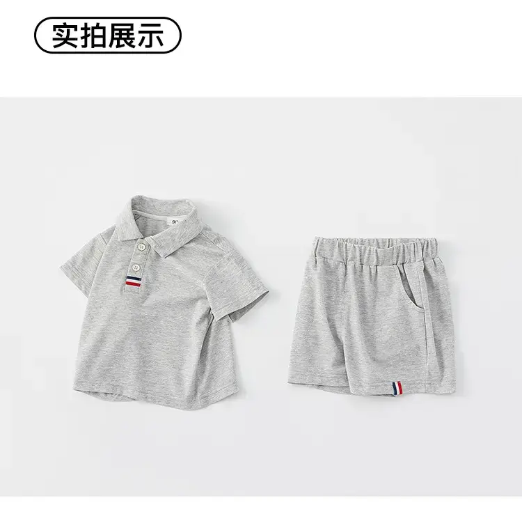 Kids Boys Polo Shirt Shorts Set White Navy Summer — feature 17