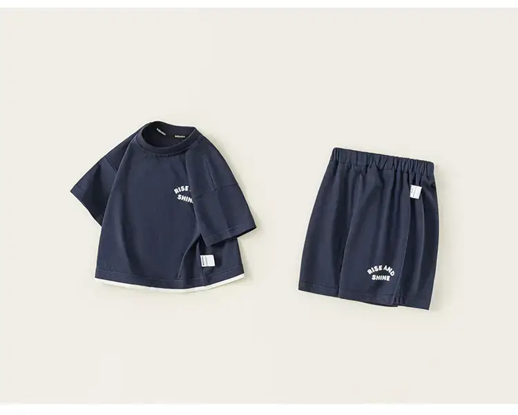 Kids Boys Polo Shirt Shorts Set White Navy Summer — feature 19