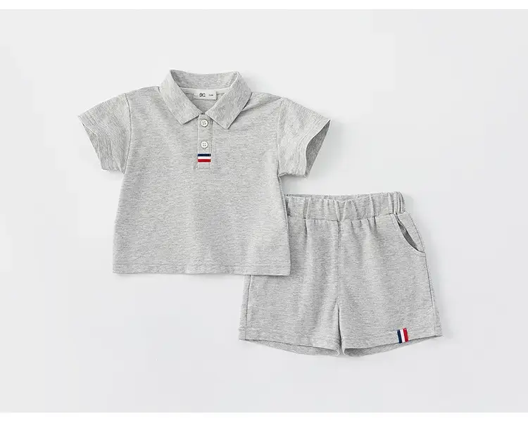Kids Boys Polo Shirt Shorts Set White Navy Summer — feature 20