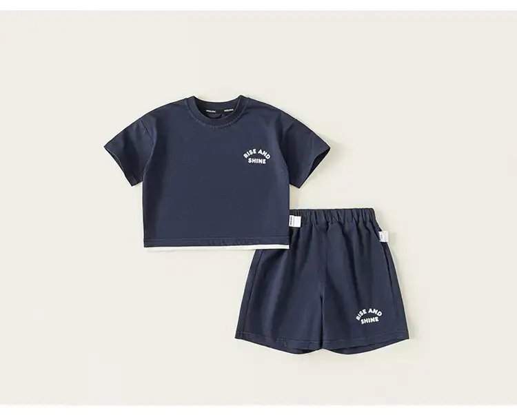 Kids Boys Polo Shirt Shorts Set White Navy Summer — feature 22