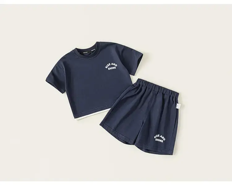 Kids Boys Polo Shirt Shorts Set White Navy Summer — feature 23