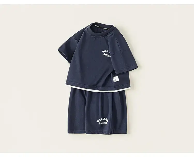 Kids Boys Polo Shirt Shorts Set White Navy Summer — feature 27
