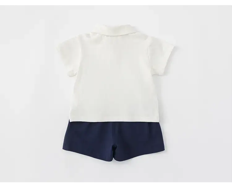 Kids Boys Polo Shirt Shorts Set White Navy Summer — feature 29