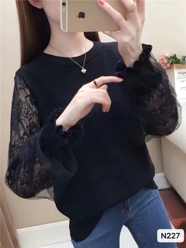 Autumn Lace Knitted Pullover Long Sleeve Winter Wear - Image 3
