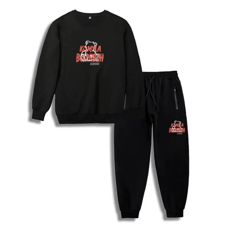 Men Black Graphic Sweatshirt Pants Set Plus Plus Plus - Image 17