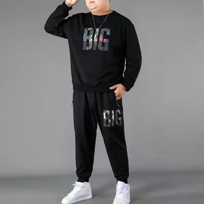 Men Black Graphic Sweatshirt Pants Set Plus Plus Plus - Image 15
