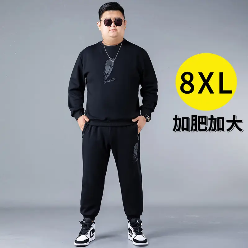 Men Black Graphic Sweatshirt Pants Set Plus Plus Plus - Image 2