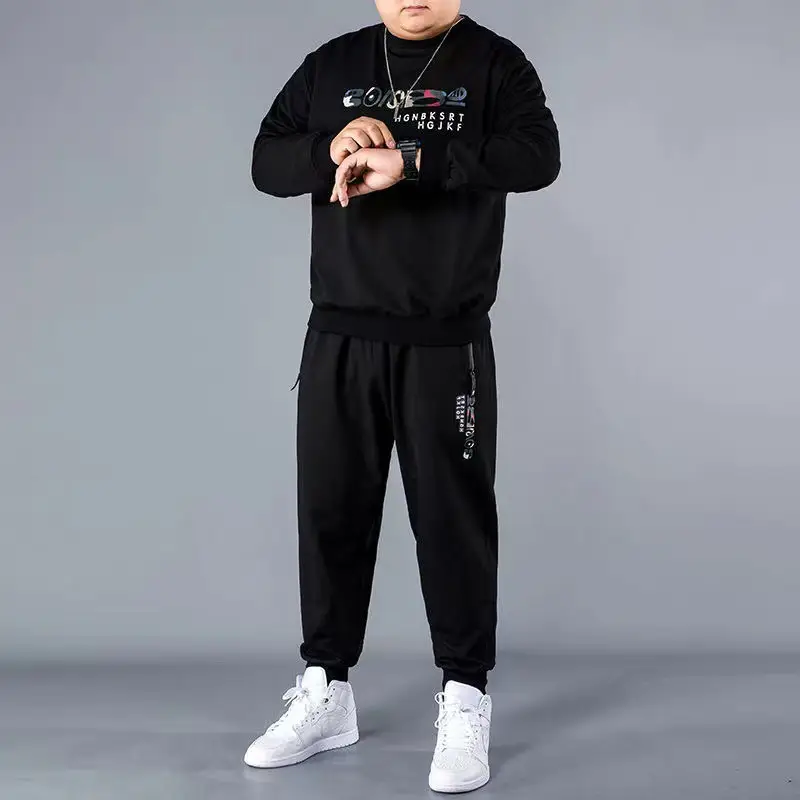 Men Black Graphic Sweatshirt Pants Set Plus Plus Plus - Image 5