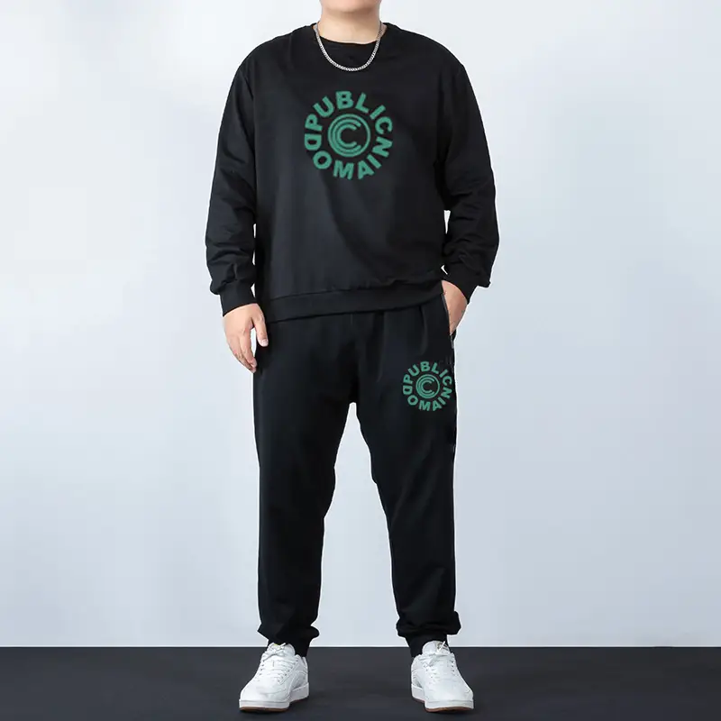 Men Black Graphic Sweatshirt Pants Set Plus Plus Plus - Image 6
