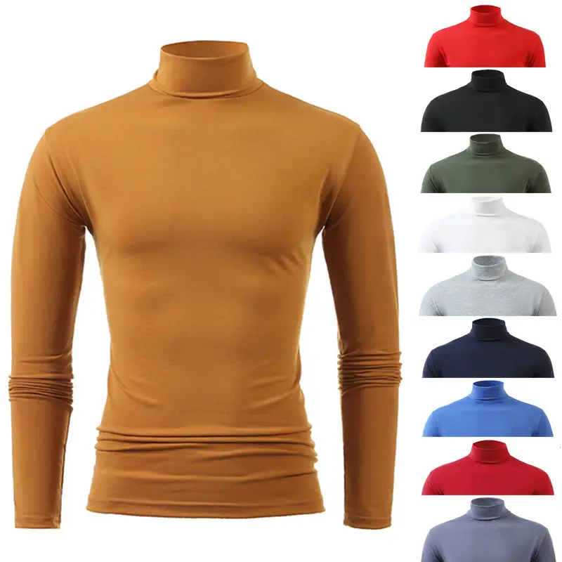Men's Long Sleeve Turtleneck Shirt Red Multi Color - Image 11