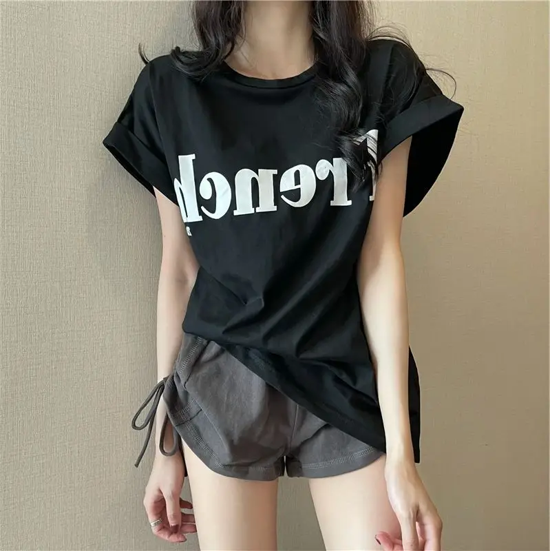 Women Frener Printed Cotton T-Shirt Short Sleeve Summer Wear - Image 6