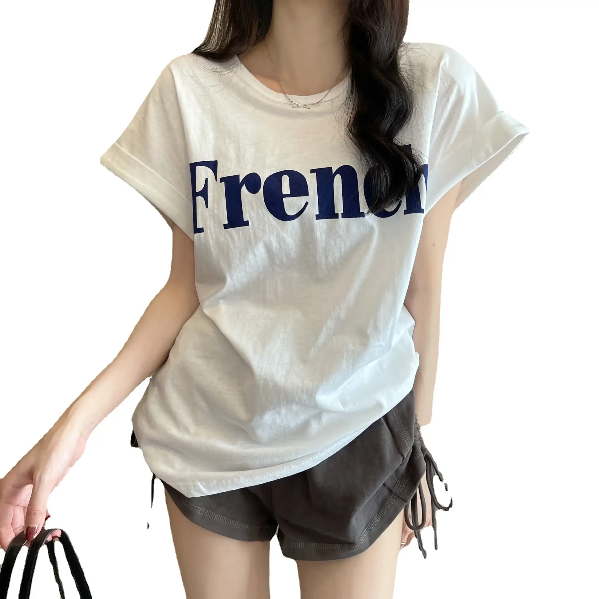 Women Frener Printed Cotton T-Shirt Short Sleeve Summer Wear - Image 8