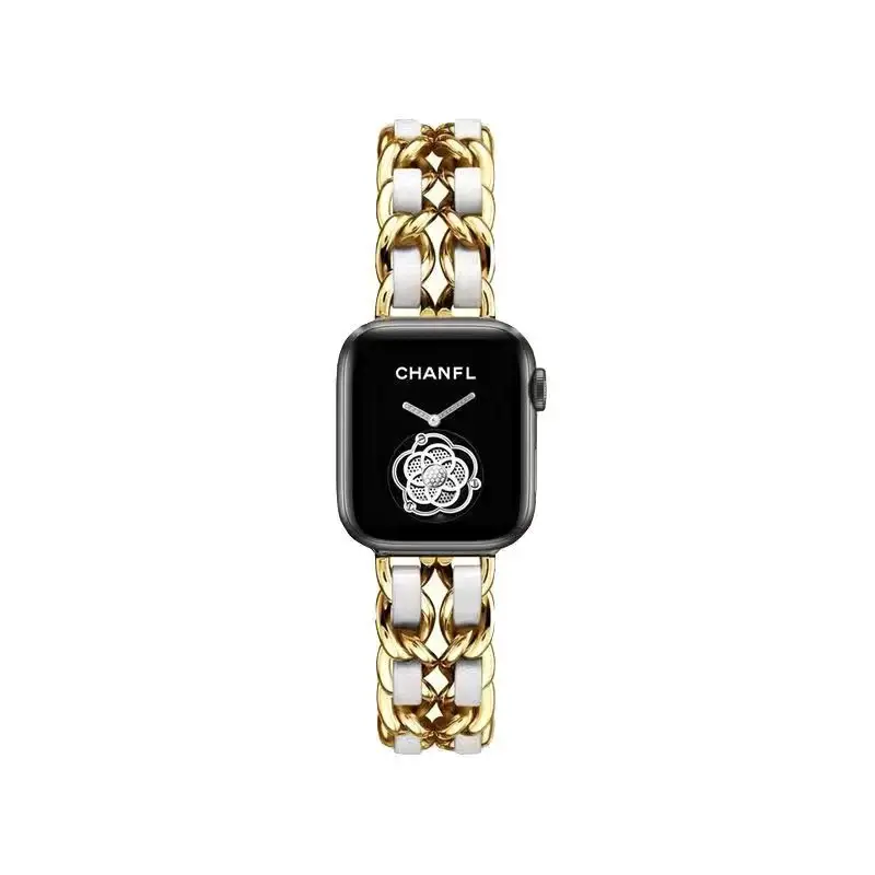 Suitable for Apple Watch Strap Small Fragrance Apple Watch345678910 Generation Metal Stainless Steel Denim Chain in Stock