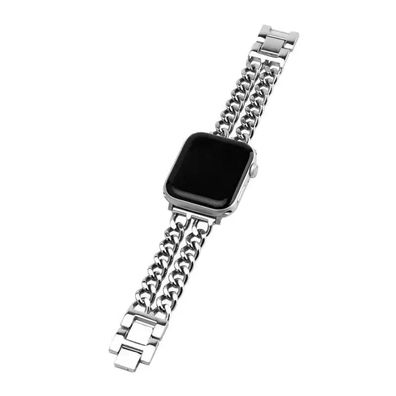 Suitable for Apple Watch Strap Small Fragrance Apple Watch345678910 Generation Metal Stainless Steel Denim Chain in Stock