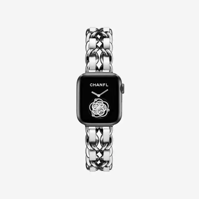 Suitable for Apple Watch Strap Small Fragrance Apple Watch345678910 Generation Metal Stainless Steel Denim Chain in Stock
