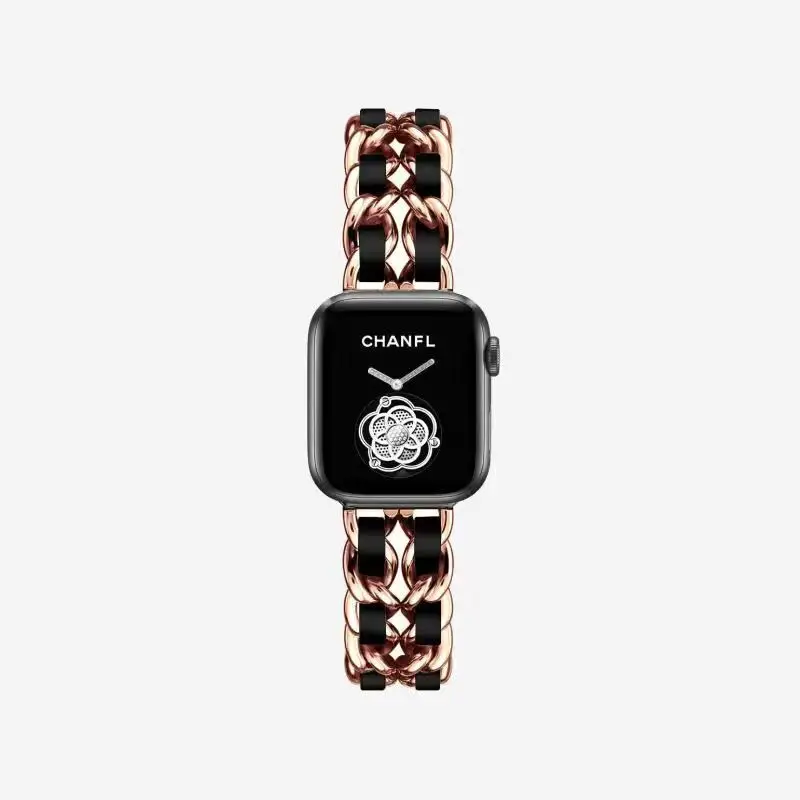 Suitable for Apple Watch Strap Small Fragrance Apple Watch345678910 Generation Metal Stainless Steel Denim Chain in Stock