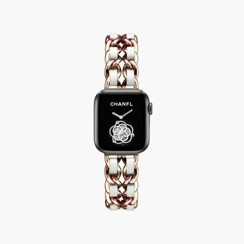 Suitable for Apple Watch Strap Small Fragrance Apple Watch345678910 Generation Metal Stainless Steel Denim Chain in Stock