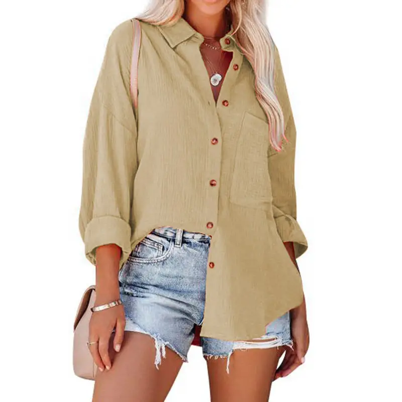 Women's Off-Shoulder Button-Down Shirt Navy Blue - Image 2