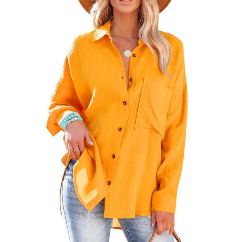 Women's Off-Shoulder Button-Down Shirt Navy Blue - Image 3