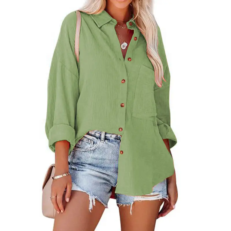 Women's Off-Shoulder Button-Down Shirt Navy Blue - Image 4