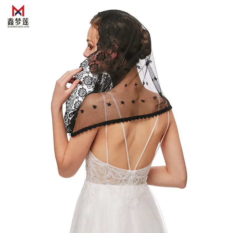 Black Lace Muslim Hijab Veil Scarf Wholesale - Image 5