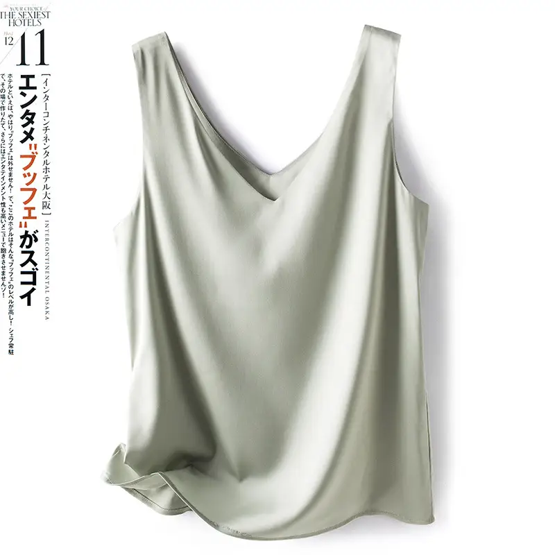Women's Navy Satin V-Neck Camisole Bottoming Wear - Image 11