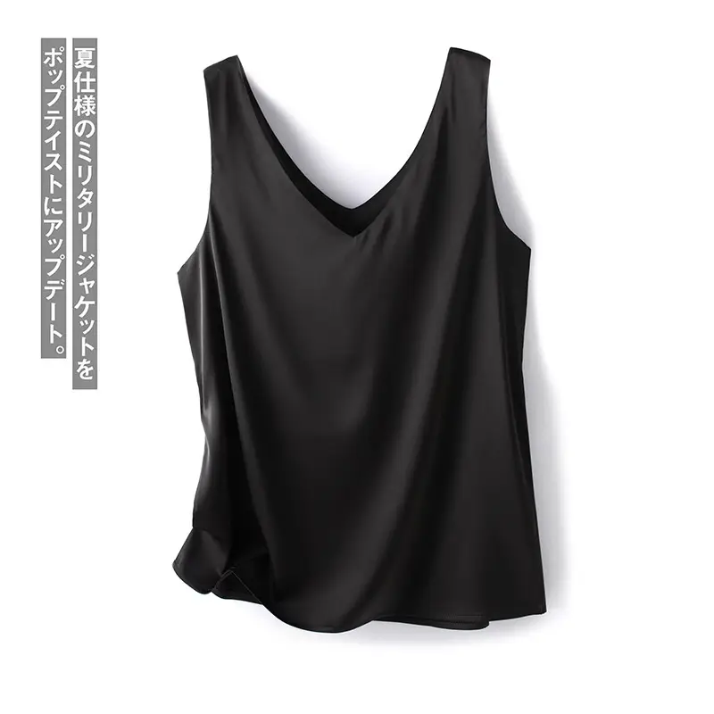 Women's Navy Satin V-Neck Camisole Bottoming Wear - Image 2