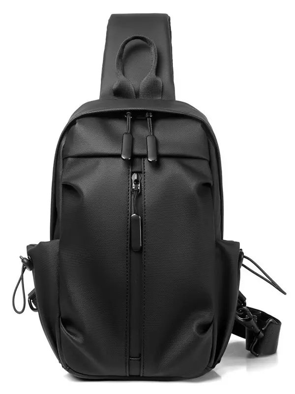 Men's Black Leather Crossbody Bag Large Capacity Travel Shoulder Bag - Image 8