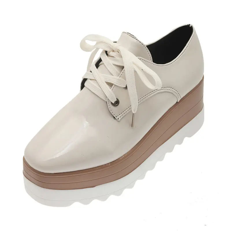 Women's Square Toe Platform Sneakers Thick Bottom British Style 2024 - Image 8