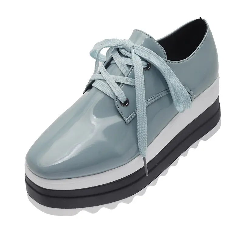 Women's Square Toe Platform Sneakers Thick Bottom British Style 2024 - Image 3