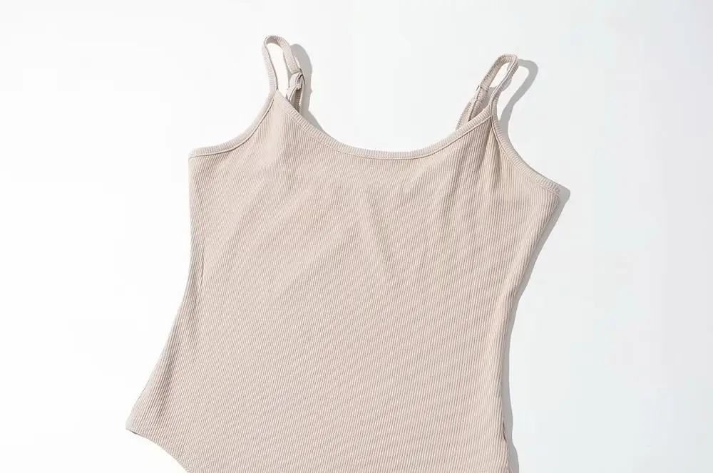 White Tight Fitting Thong Bodysuit Ribbed High Waist — feature 25