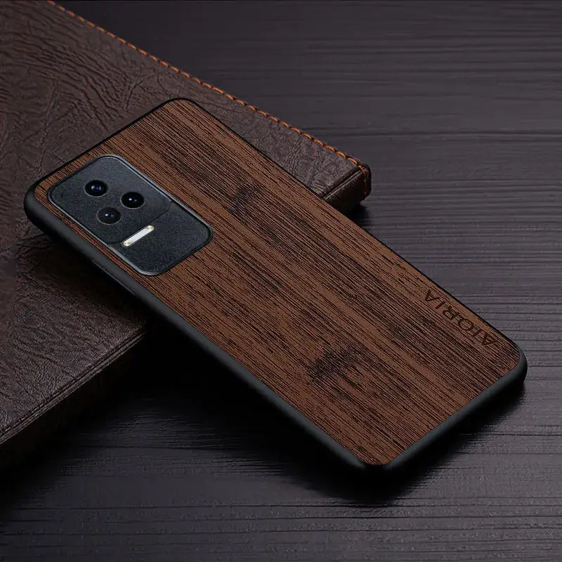 Xiaomi Redmi K40 Pro Phone Case Wooden Texture Black