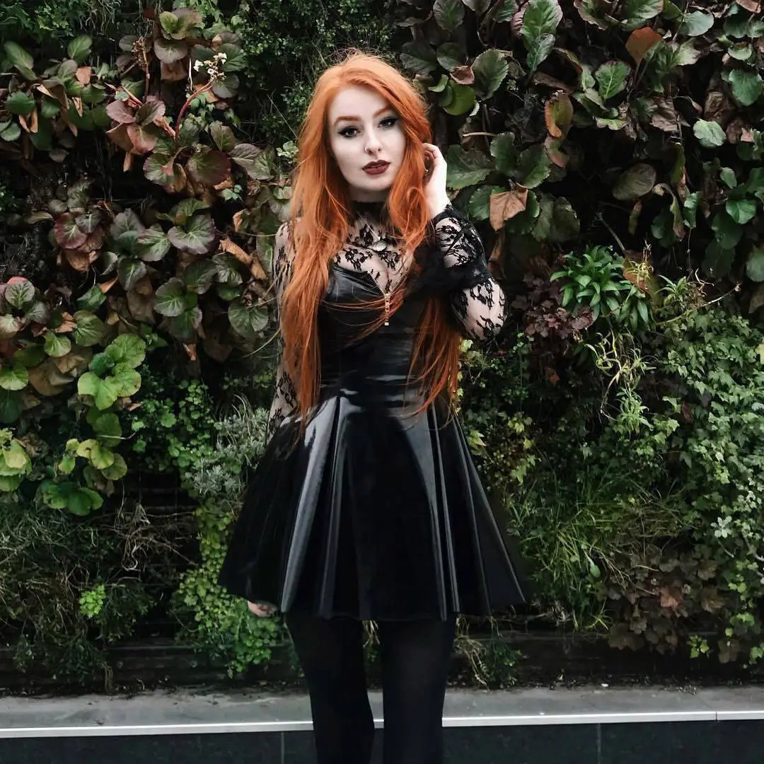 Black Pleated Mirror Light Skirt Women's Puleather Costume - Image 6