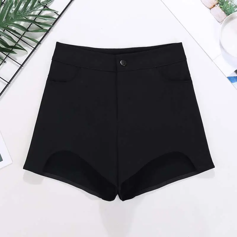 Black High Waist Slim Fit Shorts for Women Spring - Image 3