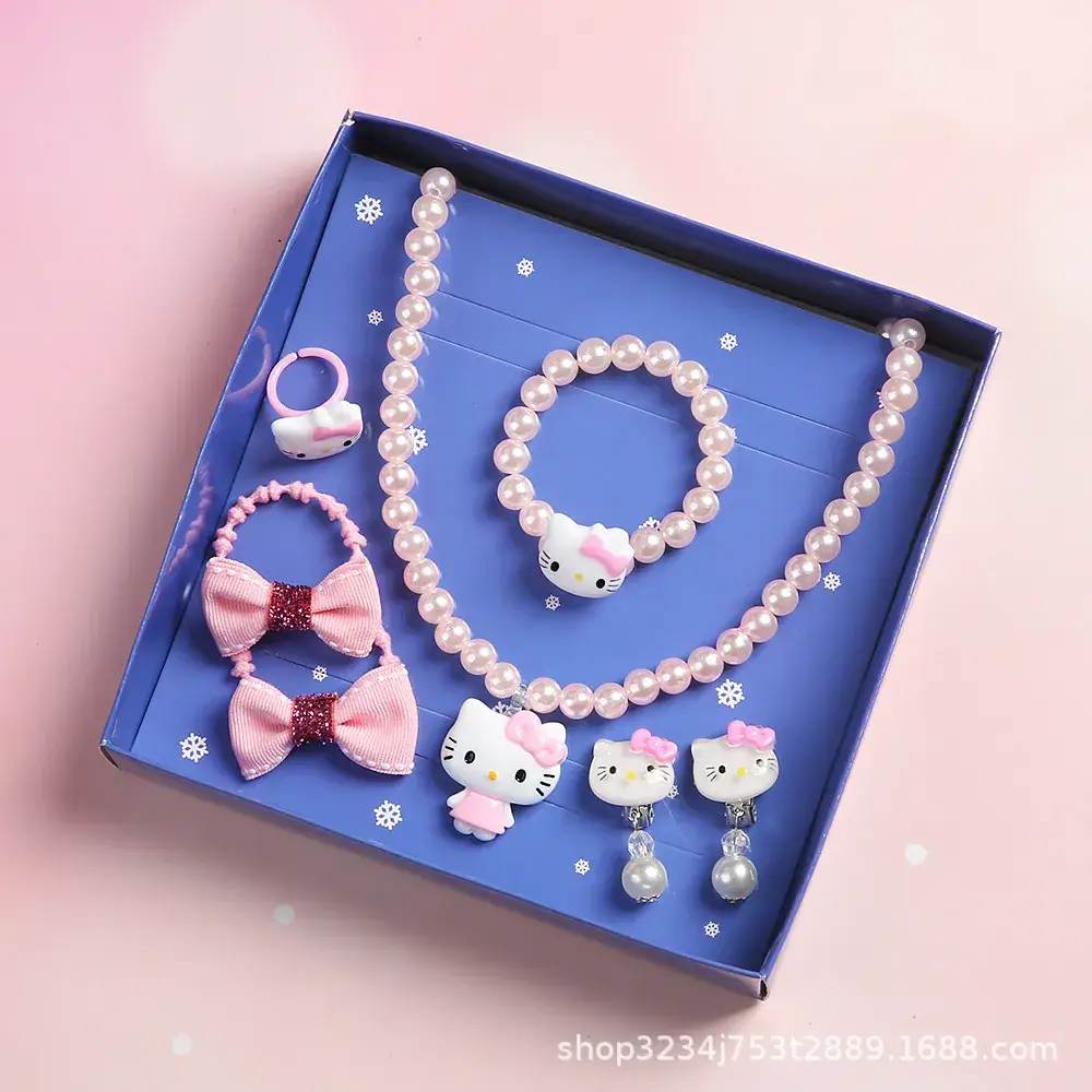 Frozen Little Girl Jewelry Set with Crown & Pearl Necklace