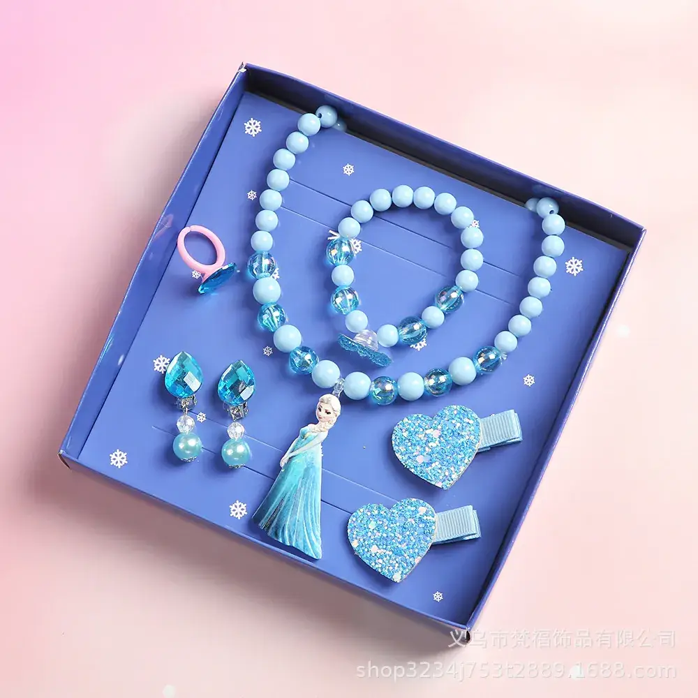 Frozen Little Girl Jewelry Set with Crown & Pearl Necklace