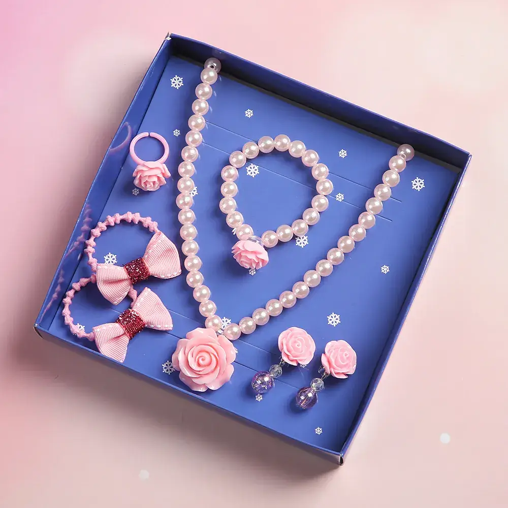Frozen Little Girl Jewelry Set with Crown & Pearl Necklace