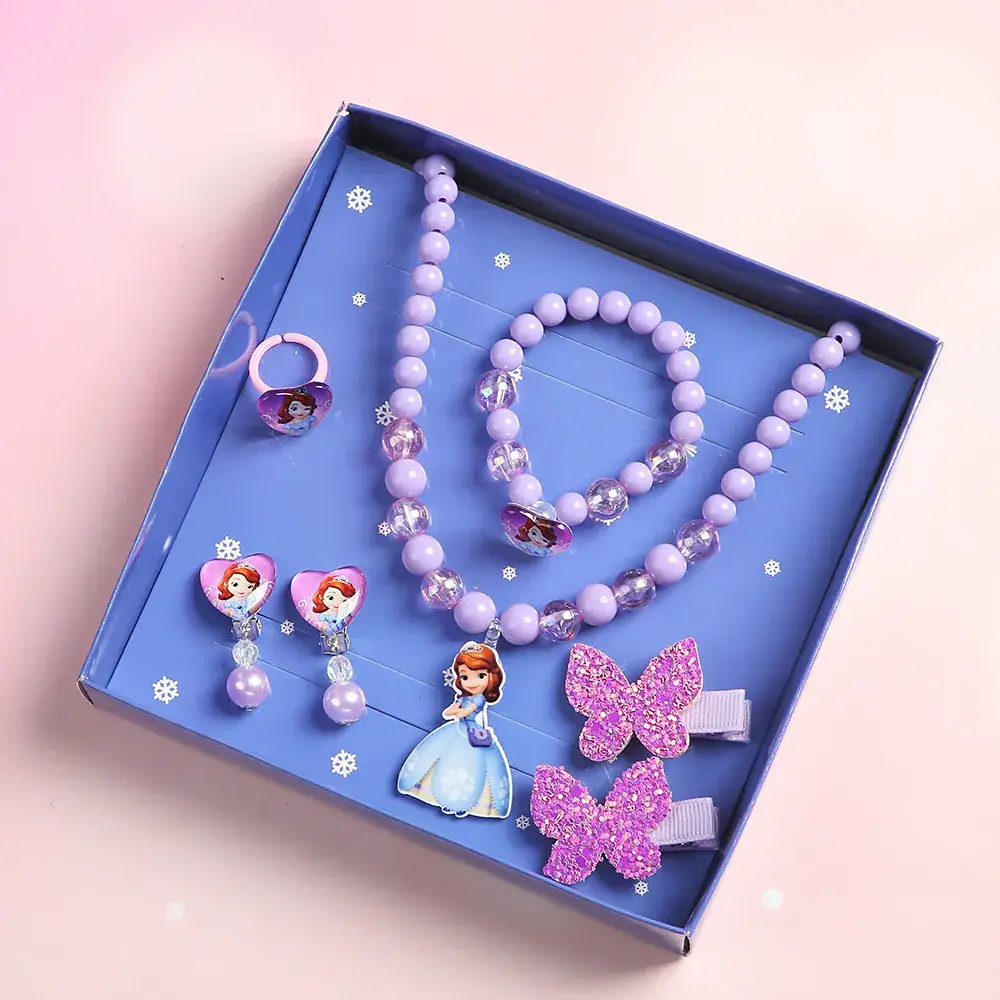 Frozen Little Girl Jewelry Set with Crown & Pearl Necklace