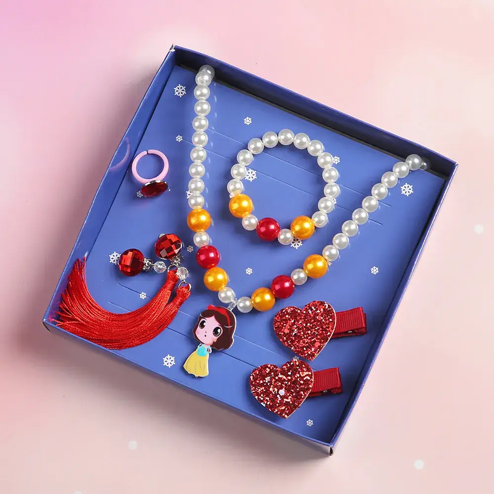 Frozen Little Girl Jewelry Set with Crown & Pearl Necklace